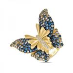 фото «Бабочка» кольцо c синими бриллиантами